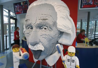 Albert Einstein head made from Lego bricks