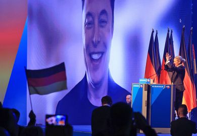 Elon Musk, chief executive officer of Tesla Inc., speaks virtually alongside Alice Weidel, co-leader of Alternative for Germany (AfD), during the party’s general election campaign launch in Halle, Germany, on Saturday 25 January 2025