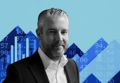 Alistair Jarvis CBE, new chief executive of Advance HE. With added financial landscape background.