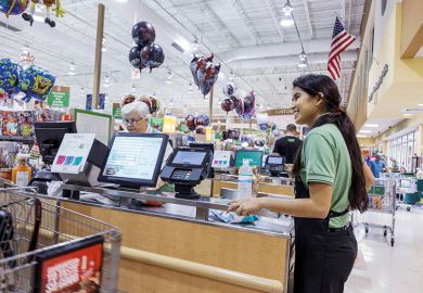 American checkout worker