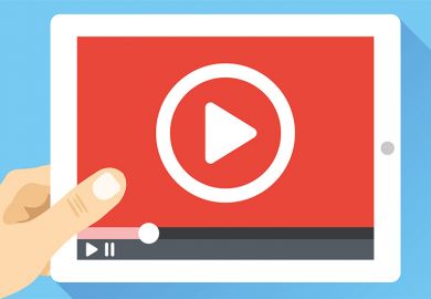 Tablet PC showing video play button (illustration) Tablet PC showing video play button (illustration)