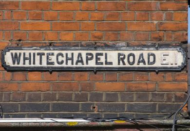 An old street sign on the Whitechapel Road in the East End of London, UK.