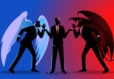 An angel and a devil businessman