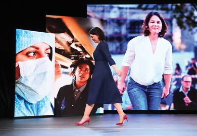 Co-leader of Germany’s Green party Annalena Baerbock Co-leader of Germany’s Green party Annalena Baerbock after her speech during a digital announcement event on the party’s federal election campaign and the announcement of candidacy for chancellor in Berlin