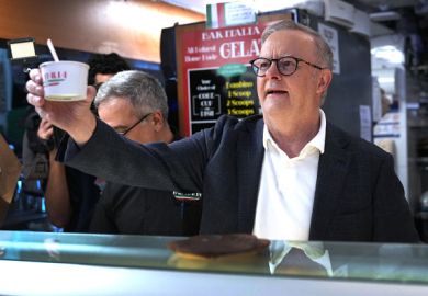 Anthony Albanese visits an Italian ice cream bar in Sydney, illustrating Labor's potential openness to more international students