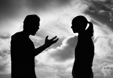 Two people having a heated conversation