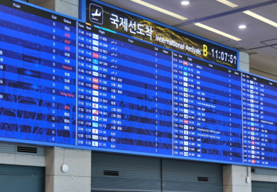 The arrivals board at Seoul Incheon Airport, symbolising internationalisation