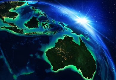 Asia-Pacific region at night