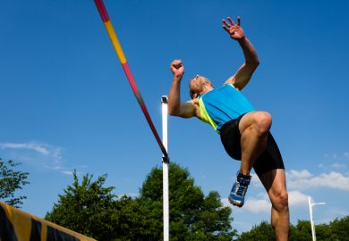 athlete in high jump in track and field