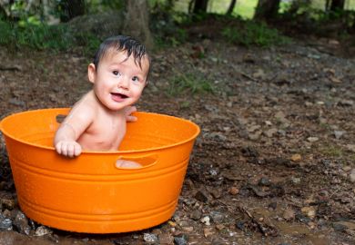 baby in the bath