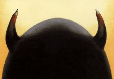 Illustration of demon with pencil horns