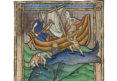 Medieval painting of a whale