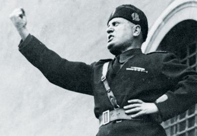 Benito Mussolini (National Fascist Party) addressing rally, 1933
