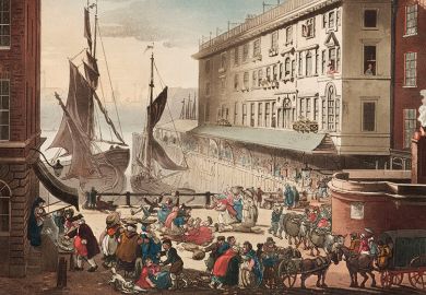 ‘Billingsgate Market’, London, 1808 by J. Bluck after Rowlandson and Pugin
