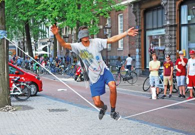 Blindfolded funambulist