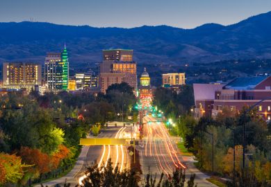 Boise, Idaho, USA downtown cityscape at twilight
