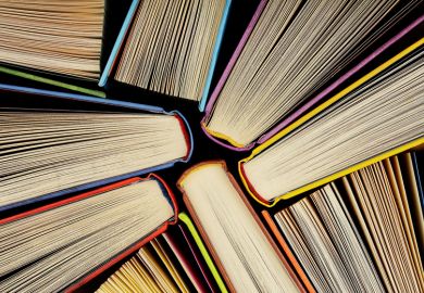 Book spines viewed from above