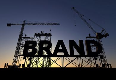University branding A giant sign reading "Brand" on scaffolding