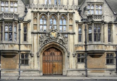 The closed gate of Brasenose College, Oxford