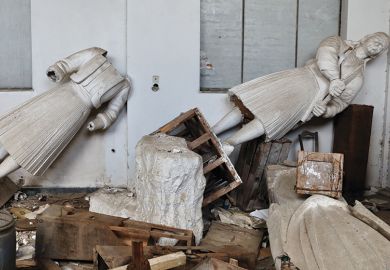 Broken statues vandalised in studio of sculptor Nikolas Pavlopoulos, Athens, Greece Broken statues vandalised in studio of sculptor Nikolas Pavlopoulos, Athens, Greece