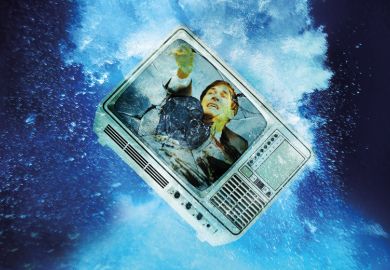 Broken television sinking underwater