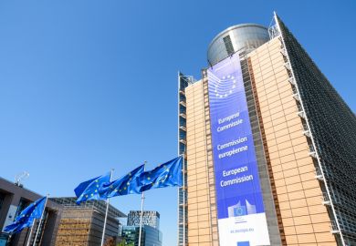 Brussels, Belgium - April 19, 2019 The Berlaymont building in the European Quarter houses the headquarters of the European Commission, the executive of the European Union (EU), since 1967.