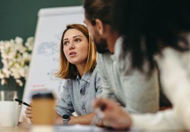 A woman at a business meeting, symbolising entrepreneurship A woman at a business meeting, symbolising entrepreneurship
