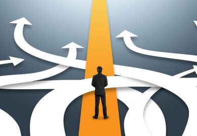 Businessperson changing direction (concept illustration) Businessperson changing direction (concept illustration)