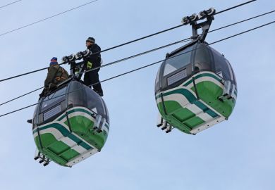 Maintenance work on a cable car
