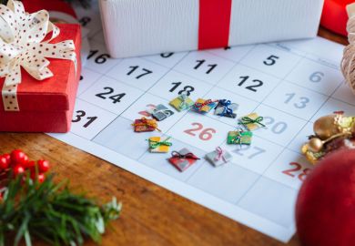 Calendar showing 26 December/Boxing Day