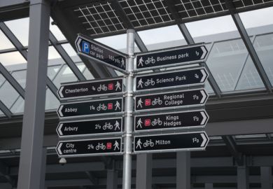 A street sign in Cambridge pointing the way to the science park A street sign in Cambridge pointing the way to the science park