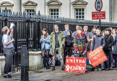 A protest outside Cambridge University during the pensions row 2018 A protest outside Cambridge University during the pensions row 2018