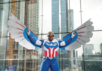 black man dressed as Captain America