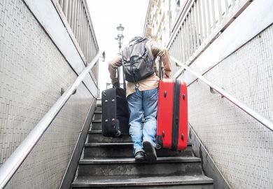 Carrying baggage upstairs