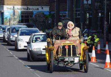 Cars stuck in traffic, RAC London to Brighton Veteran Car Run