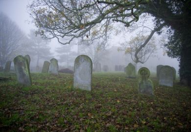 Misty cemetery