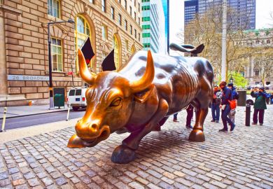 Charging bull in Wall Street, New York