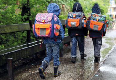 Children walking to school, Berlin, Germany