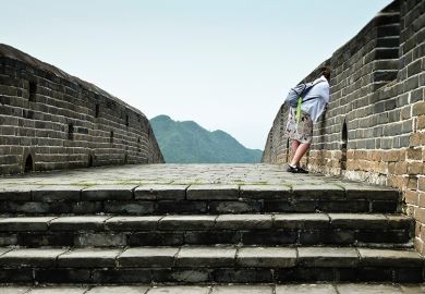Woman on Great Wall of China Woman on Great Wall of China