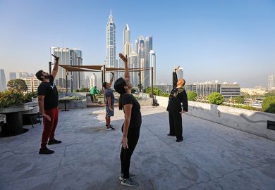 Instructor teaching Chinese martial arts on roof of building in Dubai