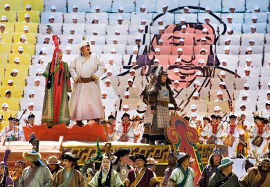 The concept of a Chinese Great State dates back to the rule of Genghis Khan in the 13th century, here celebrated at the Naadam Festival