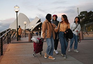 International students from China walk along the waterfront by the Sydney Opera House, after lockdown measures put in place to prevent the spread of the coronavirus outbreak were eased, June 2020. International students from China walk along the waterfront by the Sydney Opera House, after lockdown measures put in place to prevent the spread of the coronavirus outbreak were eased, June 2020. Will China pull the plug on Australian enrolments?