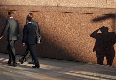 City men walking with shadow