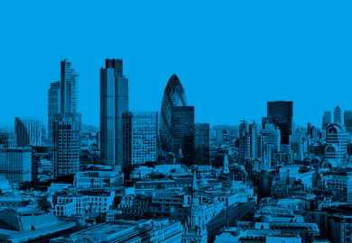 Skyline of the City of London, with blue tint. The new policy institute, the Finsbury Institute at City St George’s, University of London, will focus on the City of London