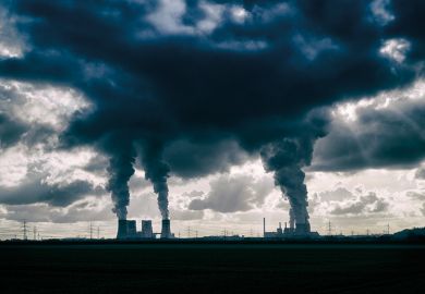 two brown-coal fired power plants with pollution, Germany.  two brown-coal fired power plants with pollution, Germany.