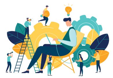 Drawing of lots of people collaborating