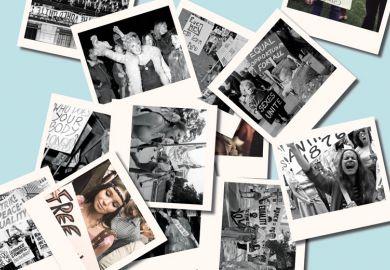 Collage of polaroid photos of demonstrators, 1960s/1970s