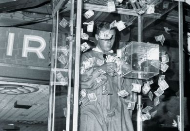 Collecting money in the "Whirlwind of Money" game Collecting money in the "Whirlwind of Money" game