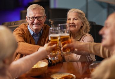 Seniors meeting for a college reunion
