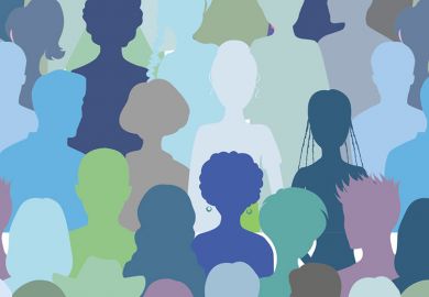 Coloured silhouettes of people's heads (illustration)